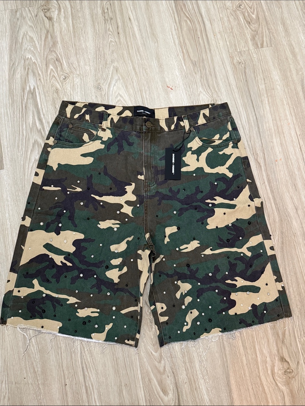 Men's Camouflage Jean Shorts - Green Camo